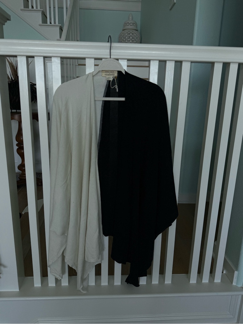 Rachel Zoe Two-Tone Open Front Wrap - Black & Cream